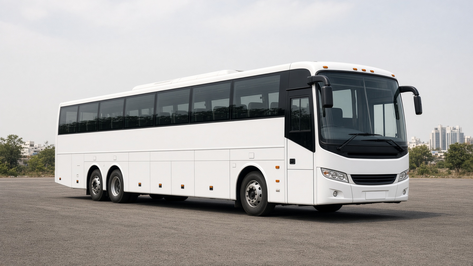 A new white full-size coach, no markings